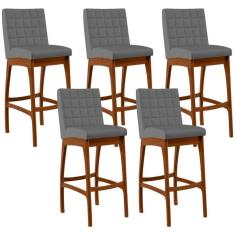 Imagem de Kit 05 Banquetas Altas Mila Suede Cinza