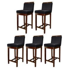 Imagem de Kit 5 Banquetas Média para Bancada Gourmet Líbia Madeira Capuccino Sue