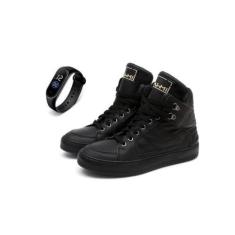 Imagem de Tenis Feminino Botinha Treino Academia Fitness Couro + Relógio - Bawmi