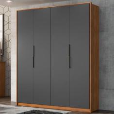 Imagem de Guarda-Roupa Casal Attore 4 Portas 3 Gavetas Amêndola Touch/Grafito -