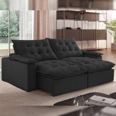 Imagem de Sofá Retrátil e Reclinável 240cm Alaska Veludo/Grafite