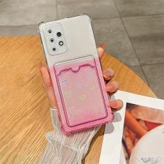 Imagem de Luxo Gradient Aurora Slot para cartão Love Heart Silicone Case para Samsung Galaxy S22 S23 Ultra S20 FE S21 Plus A12 A32 A52S A53 A33, AiXin HotPink, para S20 Ultra