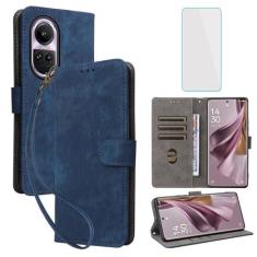 Imagem de IUQXU Capa carteira para celular Oppo Reno 10 5G / Oppo Reno 10 Pro 5G com protetor de tela [bloqueio RFID] Capa de celular flip de couro com suporte para cartão feminino e masculino para Reno10Pro