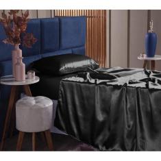 Imagem de Jogo De Lençol Solteiro Cetim Charmousse 2 Peças - Preto