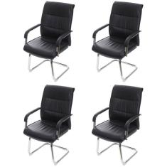 Imagem de Kit 4 Cadeiras para Escritório Interlocutor Estofada em Sintético Estocolmo 3323 Preta
