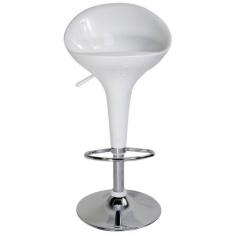 Imagem de Banqueta Bar Em Abs Base Aço Cromado Encosto Alto Branca Kala