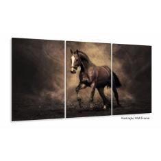 Imagem de Quadro Decorativo Cavalo  Sala Quarto Em Tecido 3 Peças