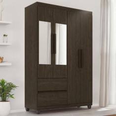 Imagem de Guarda-Roupa De Solteiro Madri 4 Portas 2 Gavetas Com Espelho - Tudo D
