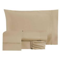 Imagem de Jogo Cama Lençol Essencial Casal 200 Fios 4 Peças Cáqui