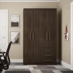 Imagem de Guarda-roupa Solteiro 4 Portas 3 Gavetas Advantage Capuccino Wood