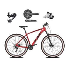 Imagem de Bicicleta Aro 29 Ksw Xlt Câmbio Traseiro Shimano Deore e Altus 27v Freio Hidráulico Garfo Com Trava Pneu Faixa Bege - Vermelho