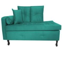 Imagem de Recamier Calçadeira Cancun 1,38 Cm Suede Azul Turquesa - Casa & Estofa