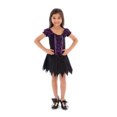 Imagem de Fantasia Bruxa Morceguinho Infantil, Vestido Halloween Roxo - Fantasia