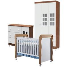Imagem de Quarto De Bebê Mariah 3p Com Berço Mirelle Branco Acetinado Amadeirado - Carolina