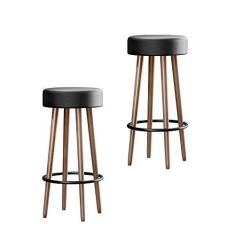 Imagem de Kit 02 Banquetas Redondas Líbia Corano Preto - D'Rossi