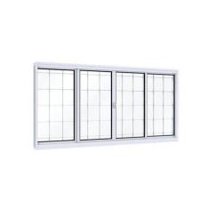 Imagem de Janela de Aço de Correr 100x120cm 4 Folhas com Grade Quadrada Facilita