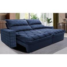 Imagem de Sofá Retrátil e Reclinável 3,15m Molas Ensacadas Cama Inbox Elegance com Thermogel Velusoft Azul