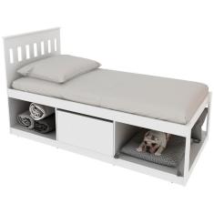 Imagem de Cama Solteiro 2 Nichos 1 Bau Cm8037 Branco Tecno Mobili Branco