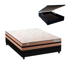 Imagem de Cama Box Casal com Baú Preto e Colchão Smart Milano Plumatex