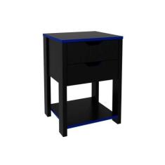 Imagem de Mesa Cabeceira Gamer Me4163 C/ 2 Gavetas Preto/Azul - Tecno Mobili