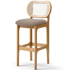 Imagem de Banqueta Alta Para Cozinha Bancada Sala Tela Betta Fixa L02 Bouclê Bege - Lyam