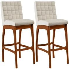 Imagem de Kit 02 Banquetas Alta Mila Linho Champagne