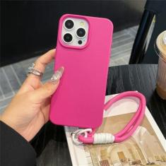 Imagem de Capa de couro com textura de doce fofa com alça de pulso para iPhone 15 14 11 12 13 Pro Max Plus X XR XsMax capa de cor sólida, rosa, para iPhone 15Pro