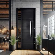 Imagem de Porta Lambri Pivotante de Aluminio 227x115cm com Visor Preto