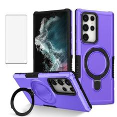 Imagem de Dibosom Capa de celular para Samsung Galaxy S21 Ultra 5G com protetor de tela de vidro temperado, suporte de TPU com anel de metal, proteção fina e fina para celular de corpo inteiro para S21ultra 21S