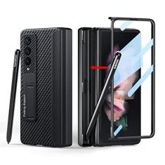 Imagem de [Versão atualizada] Capa Libeagle compatível com Samsung Galaxy Z Fold 3 [Suporte embutido para caneta S Pen para evitar perda de caneta][Couro na parte de trás] [Protetor de tela] [Proteção de