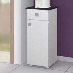 Imagem de Balcão Multiuso Karol 1 Porta 1 Gaveta Cor  Branco com tampo preto - A