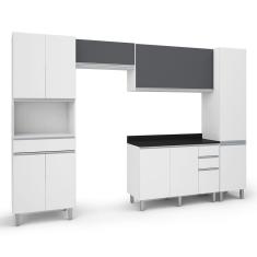 Imagem de Armário de Cozinha Completa Top Class 5 Peças com Balcão Branco / Grafite