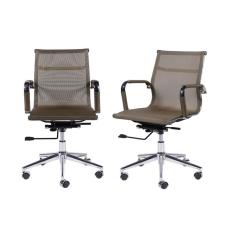 Imagem de Kit 02 Cadeiras Boxbit Eames Office Tela Baixa Cobre Base Rodízio