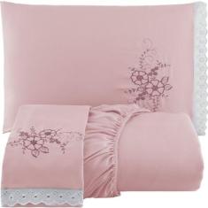 Imagem de Jogo de Lençol Cama Queen 3 Peças com Elástico Bordado - Am Bordados, 