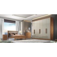 Imagem de Guarda Roupa Casal 100% mdf 6 Portas 6 Gavetas - Linea-Cumaru/Fendi - Móveis Novo Horizonte