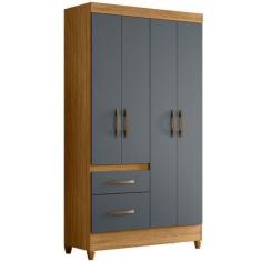Imagem de Guarda Roupa Madri 110cm 4 Portas Freijó Cinza Moval