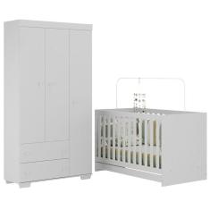 Imagem de Quarto Infantil Com Berço 3 Em 1 E Guarda-roupas Algodão Doce Multimóveis Mp4247 Branco