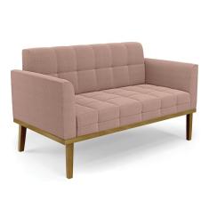 Imagem de Sofá Namoradeira Base Madeira Fixa Castanho Elisa Bouclê Rosê D03 - D`Rossi