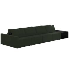Imagem de Sofá Ilha Modular Para Sala 392cm Com Puff Dublin K01 Veludo Verde E Sintético Preto - Lyam Decor
