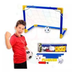 Imagem de Kit futebol Mini Trave Rede + Bola infantil 15 Peças - Wellkids - WELL