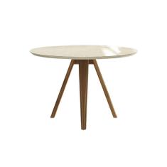 Imagem de Mesa p/ Cozinha Duna Madeira Maciça c/ Tampo Madeirado c/ Vidro 105x105cm Carvalho/Off White/Vidro Off White - Kappesberg