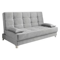 Imagem de Sofá Cama Equador 193 Cm Veludo Pés Plástico Cromado Cinza
