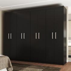 Imagem de Guarda-Roupa Casal Maria Diamantina 8 Portas 8 Prateleiras Preto Fosco