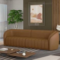 Imagem de Sofá Decorativo Sala de Estar 292cm Adam 4 Lugares PU Caramelo G45 - Gran Belo