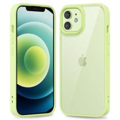 Imagem de oakxco Capa fina e fina transparente para iPhone 12/iPhone 12 Pro, capa rígida híbrida transparente de plástico e borracha de silicone macio, capa protetora leve acrílica não amarela para mulheres,