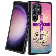 Imagem de BXIKEOPIU Capa para Galaxy S24 Ultra, resistente, 3 camadas, à prova de choque, à prova de poeira/queda, capa protetora robusta para Samsung Galaxy S24 Ultra 5G (2024), cruz cristã, versículo bíblico,