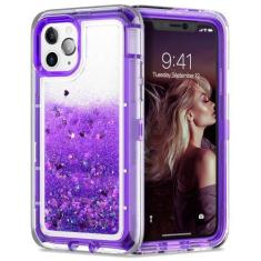 Imagem de 3 IN1 para iPhone 15 13 12 11 14 Pro MAX X XSMAX XR XS MINI SE 6 6S 8 7 Plus Glitter Dinâmico Quicksand Capas de telefone à prova de choque, roxo, para iPhone 15Pro Max