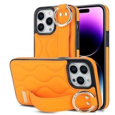 Imagem de Capa de telefone com pulseira de couro PU para iPhone 15 14 Plus 13 12 Mini 11 Pro Max X XS XR 7 8 Plus Capa de suporte, amarela, para iPhone 13 Mini