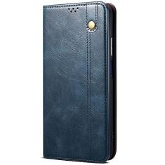 Imagem de LXURY Capa flip para iPhone 14 Pro Max/14 Pro/14 Plus/14, capa de couro com fecho magnético com compartimento para cartão e suporte de suporte, azul, 14 pro max 6,7 polegadas