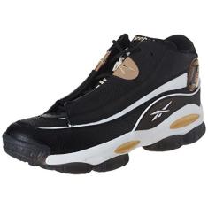 Imagem de Reebok The Answer DMX Tênis de basquete de couro, Núcleo preto/branco/dourado, 39
